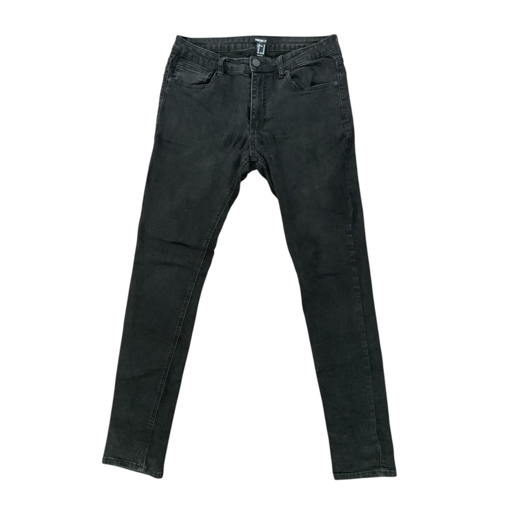 Mens Solid Black Skinny Jeans Size 31